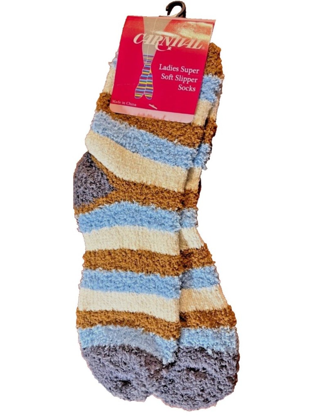 Womens Carnival Super Soft Slipper Socks 1 Sz Stripe Design Cozy Multicolor (1b)